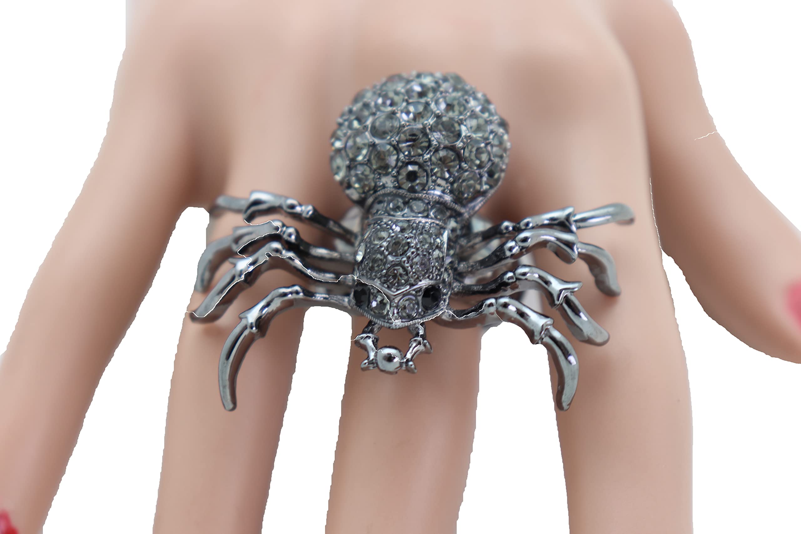 TrendyFashionJewelry Women Fashion Jewelry Spider Ring - Black Metal One Size Elastic Band Insect Scary