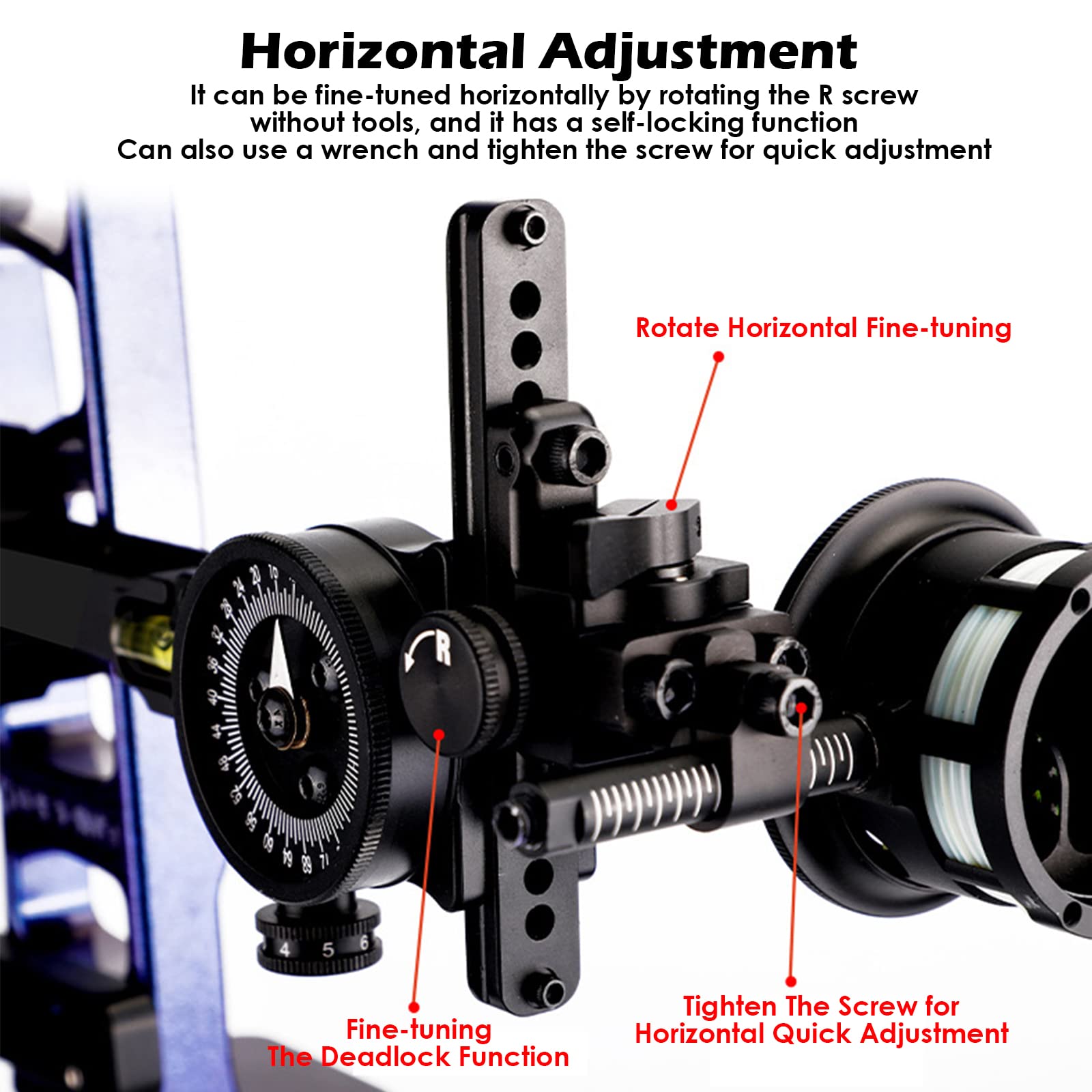 Rehomy Archery Sight for Compound Bow 2 Aim Point on 1 Pin Bow Sight Aluminum Alloy Archery Accessories