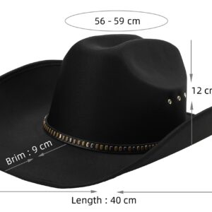 Pro Celia Felt Women Cowgirl Men Western Cowboy Hat (Black Knit)