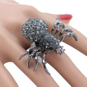 TrendyFashionJewelry Women Fashion Jewelry Spider Ring - Black Metal One Size Elastic Band Insect Scary