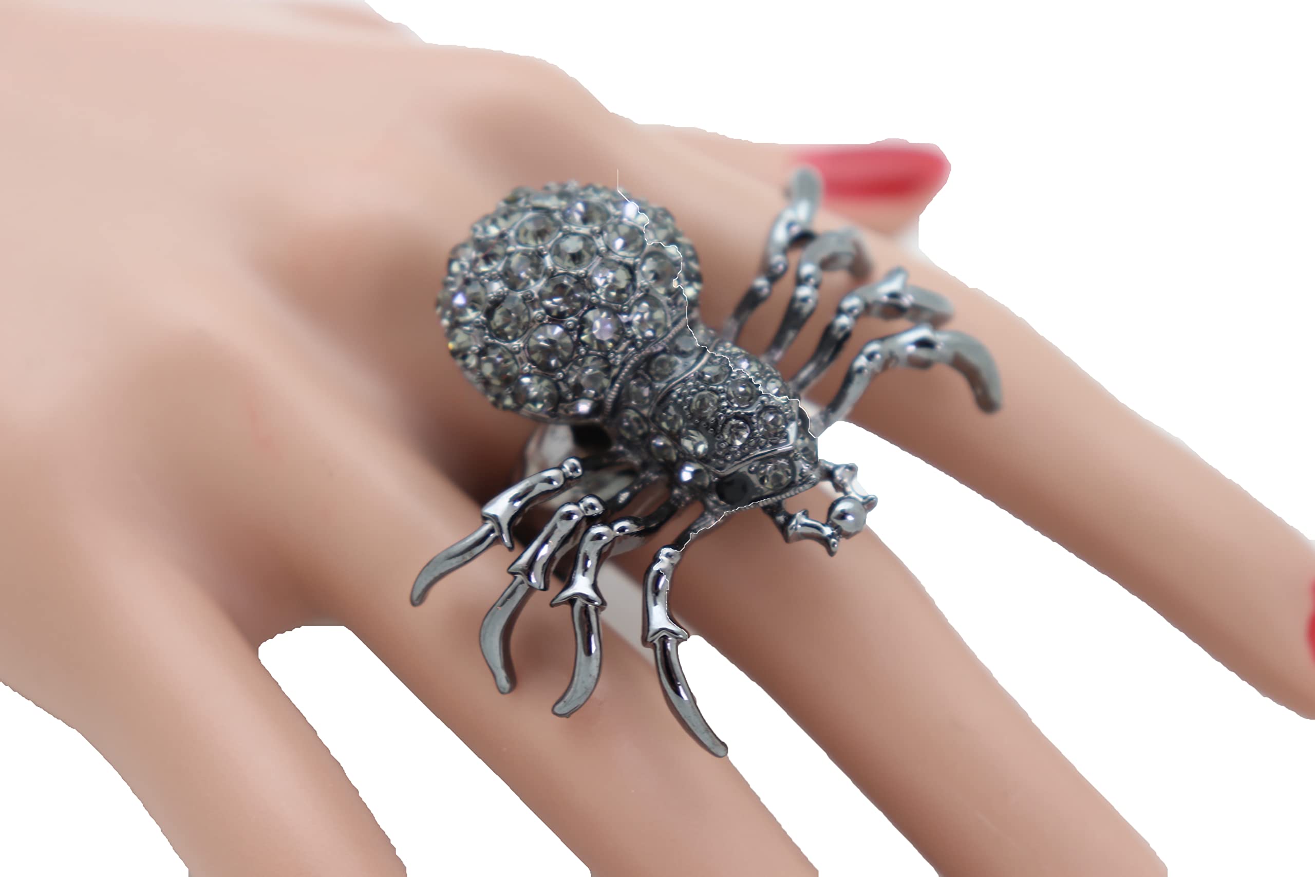 TrendyFashionJewelry Women Fashion Jewelry Spider Ring - Black Metal One Size Elastic Band Insect Scary