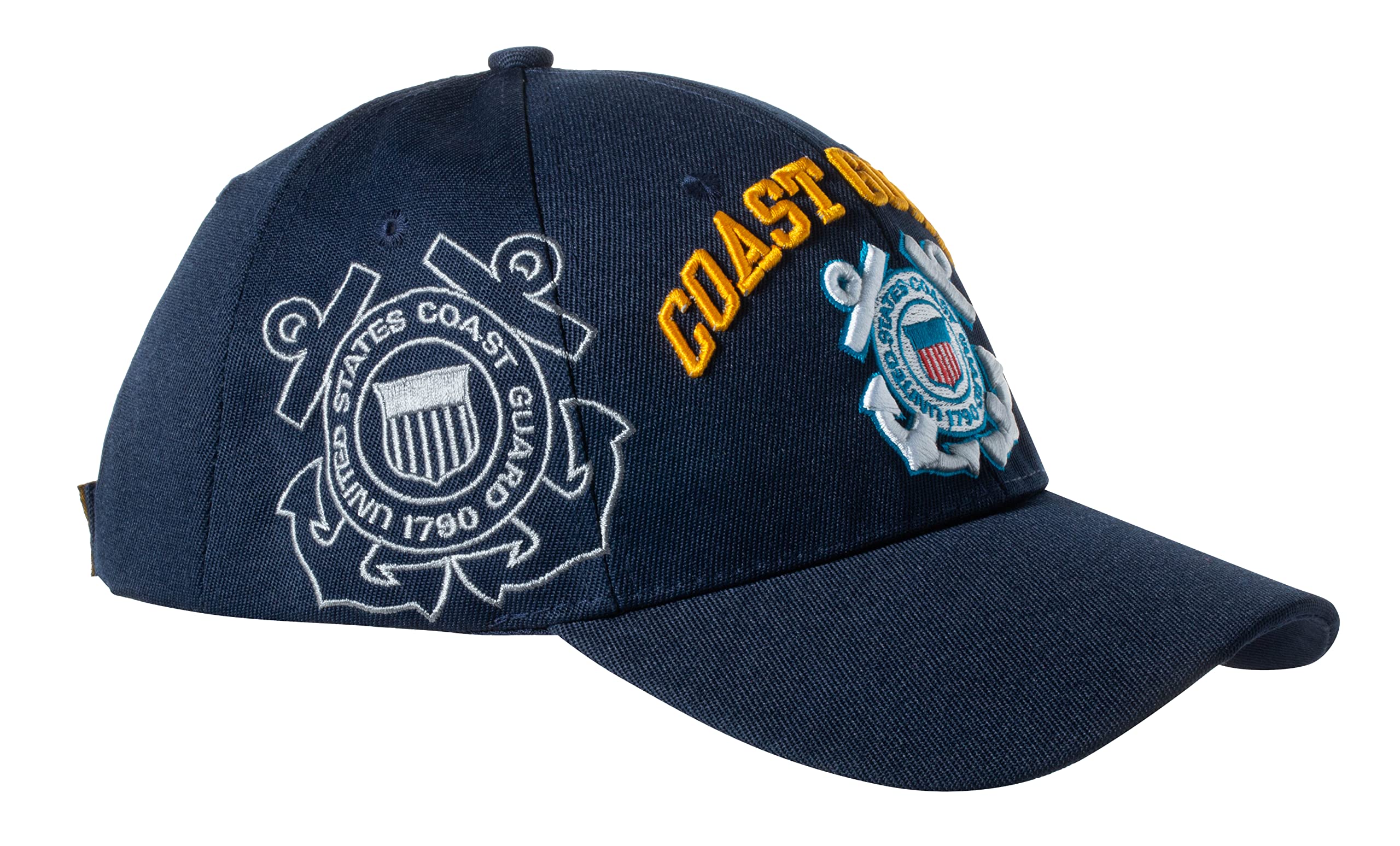 United States Coast Guard Emblem Blue Embroidered Adjustable Baseball Cap (Blue Standard)