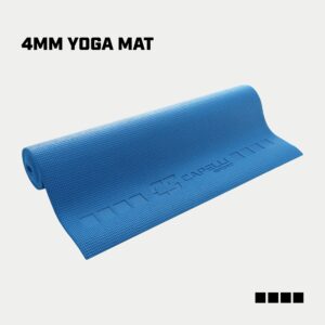 Capelli Sport Yoga Mat Non Slip, All Purpose PVC Fitness and Workout Mat, Blue, 4 mm