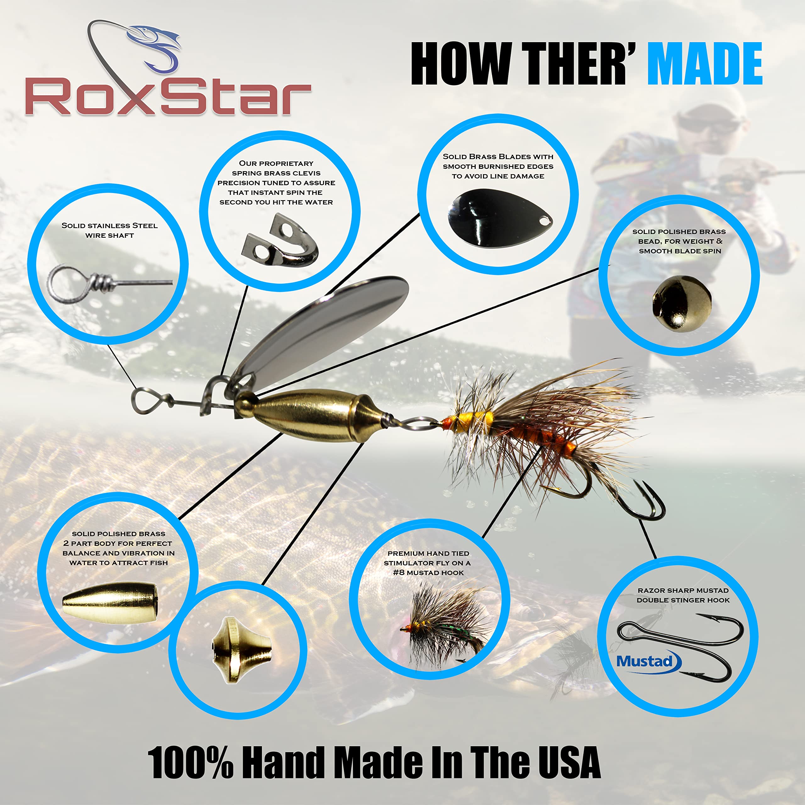 RoxStar Fly Strikers Proven Nationwide to Out-Fish Any Spinner | Hand-Tied in The USA | Most Versatile Fishing Spinner Ever! Trout, Bass, Steelhead (1/8oz S1)