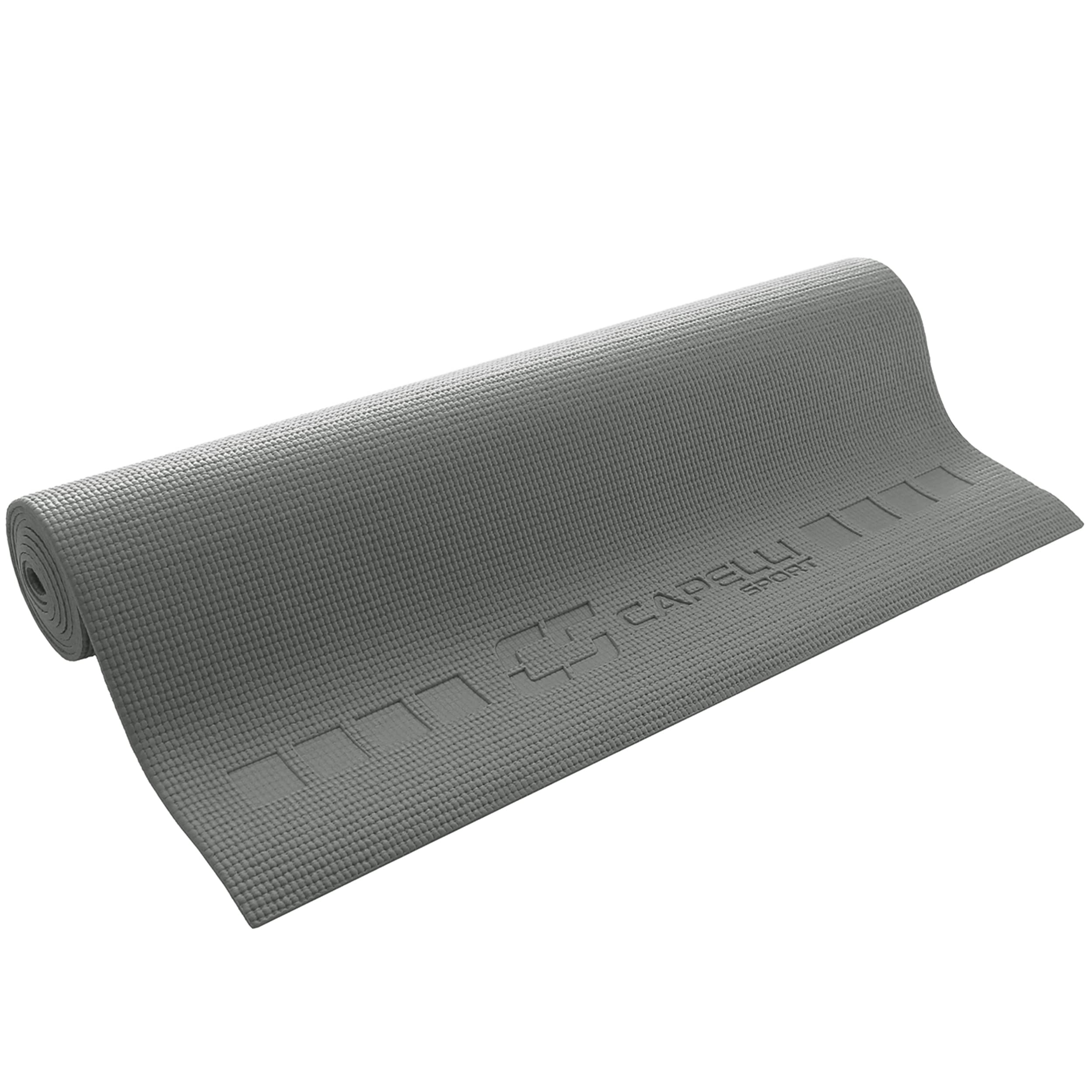 Capelli Sport Yoga Mat Non Slip, All Purpose PVC Fitness and Workout Mat, Grey, 6 mm