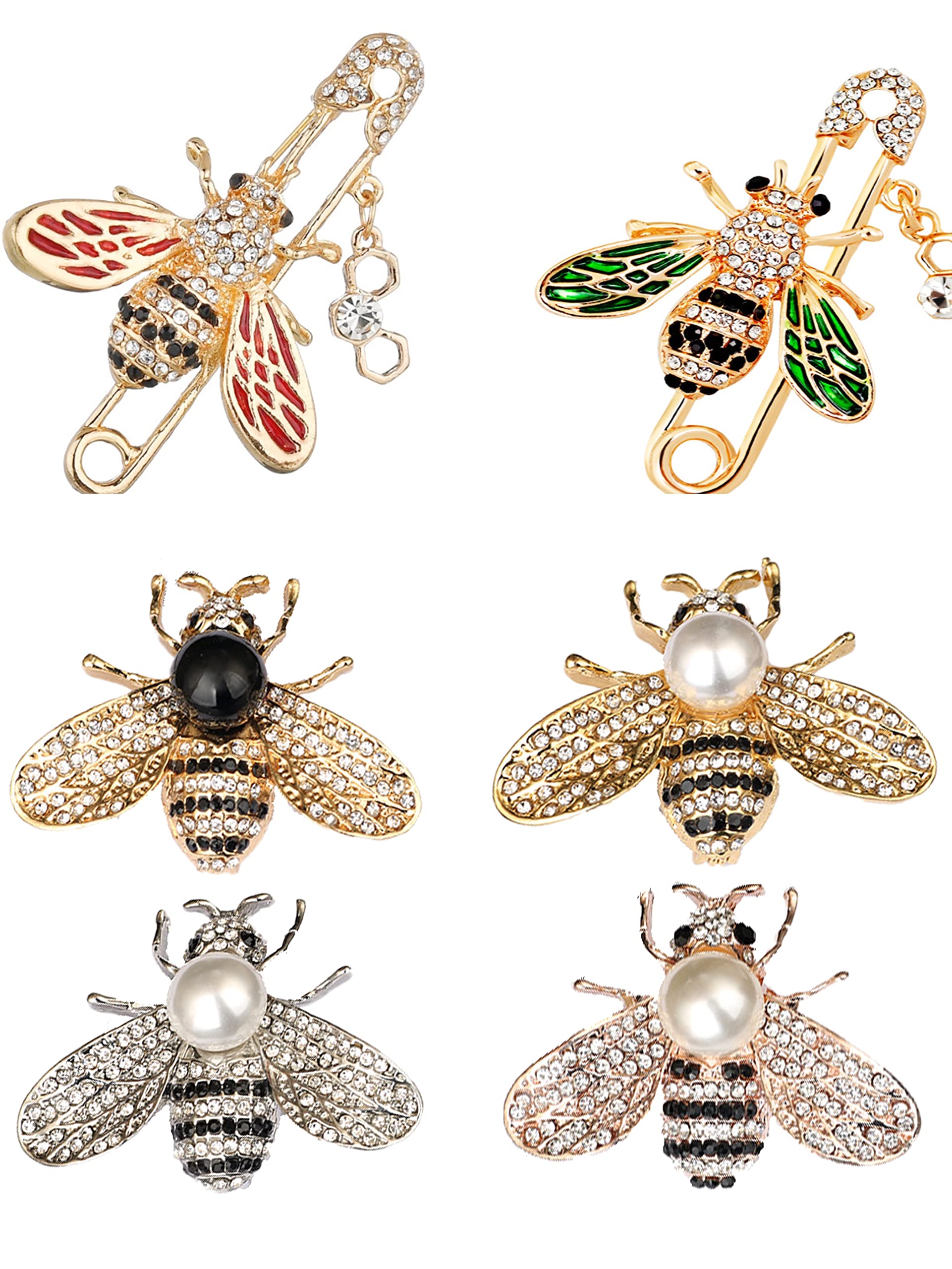 6PCS honeybee bee brooch pins for women fashion set rhinestone brooches elegant personality brooch pins women's brooches