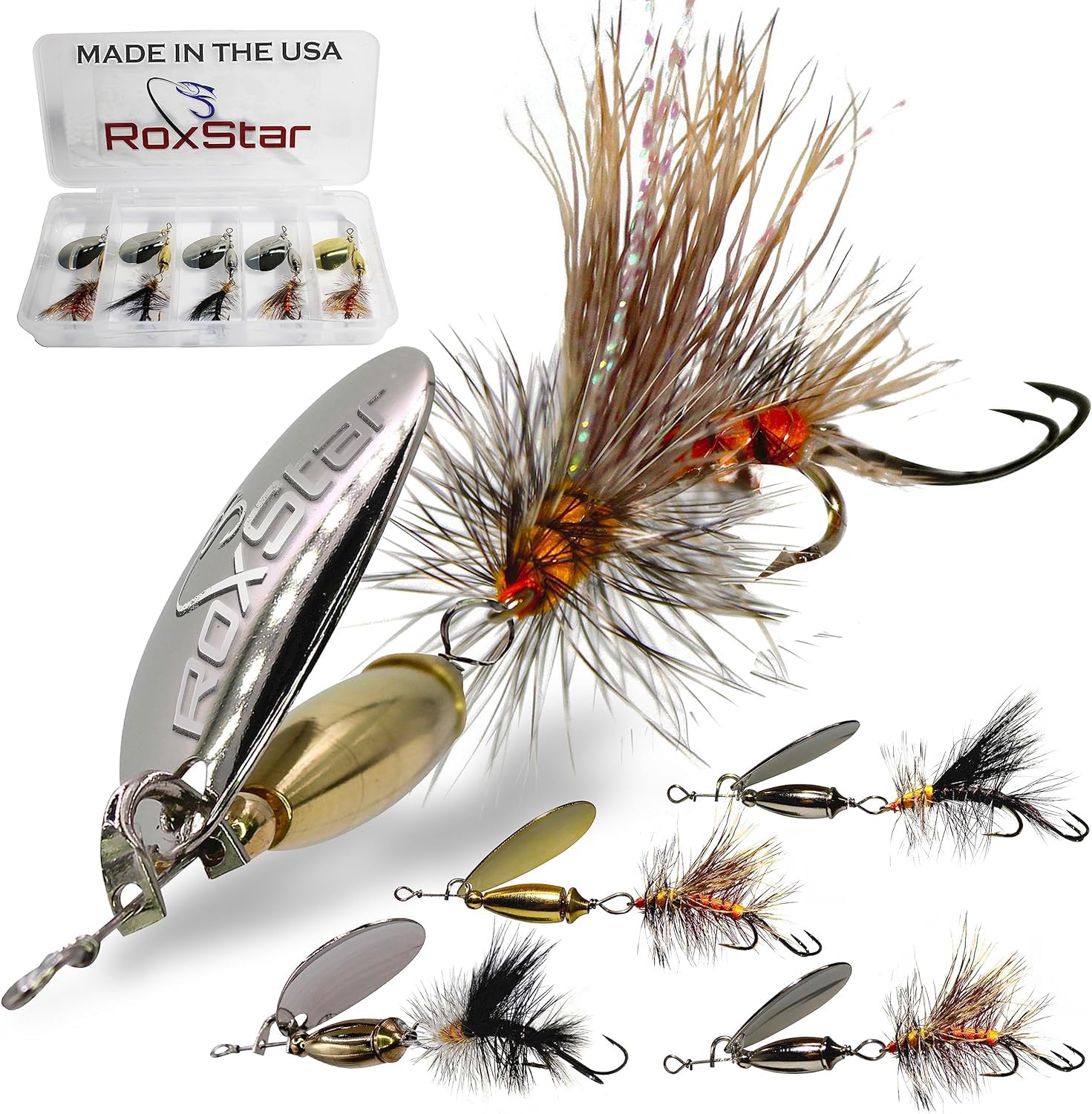 RoxStar Fly Strikers Proven Nationwide to Out-Fish Any Spinner | Hand-Tied in The USA | Most Versatile Fishing Spinner Ever! Trout, Bass, Steelhead (1/8oz S1)