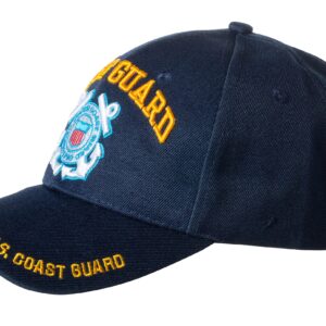 United States Coast Guard Emblem Blue Embroidered Adjustable Baseball Cap (Blue Standard)