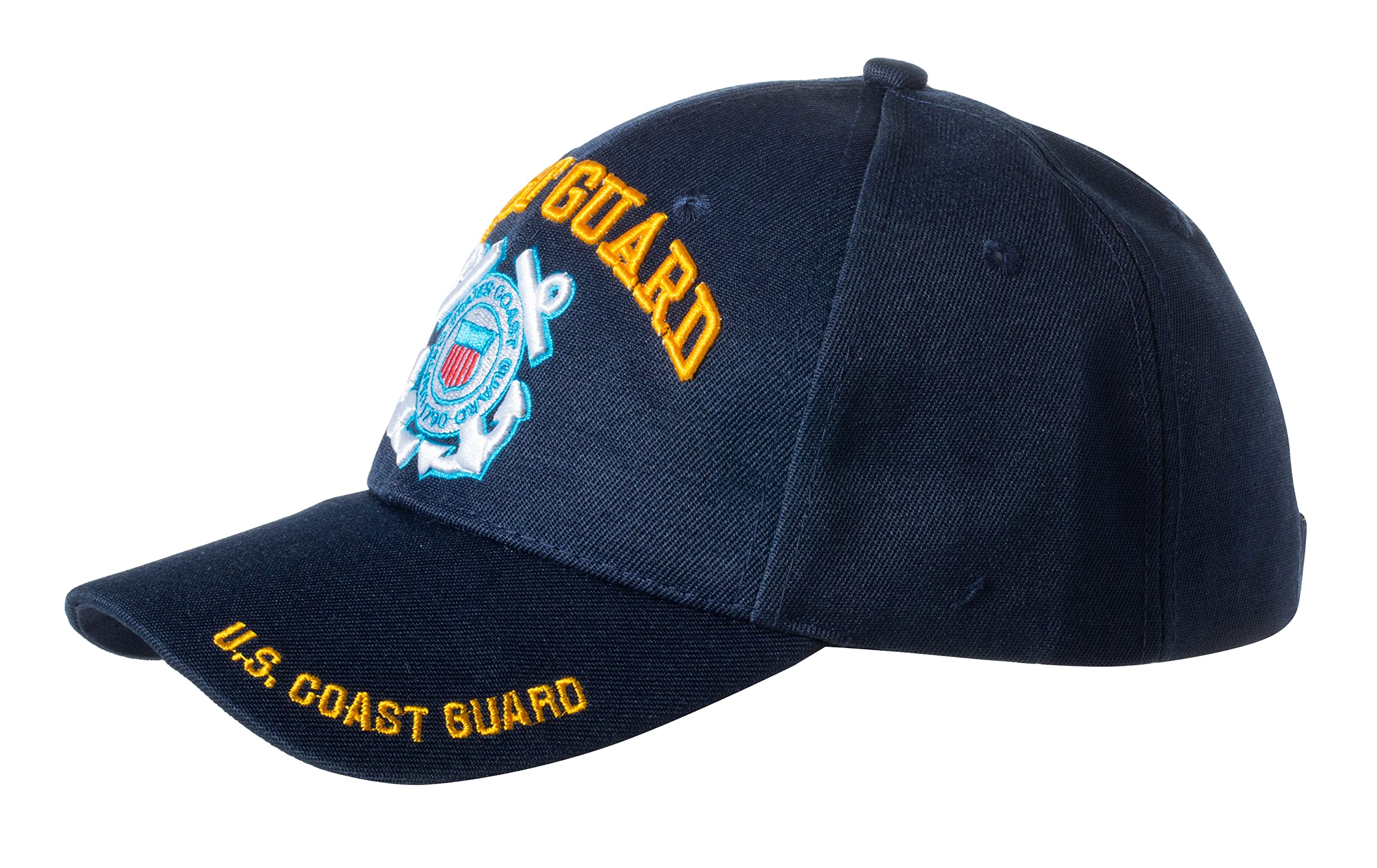 United States Coast Guard Emblem Blue Embroidered Adjustable Baseball Cap (Blue Standard)