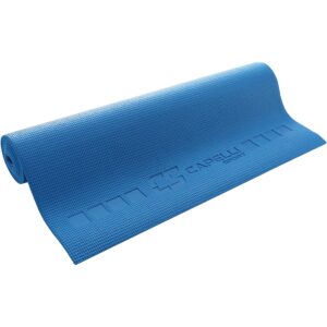 capelli sport yoga mat non slip, all purpose pvc fitness and workout mat, blue, 4 mm