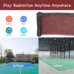 Sanung Badminton Net, Standard Size All-weather Volleyball Badminton Net Replacement for Indoor Outdoor Use, Portable Badminton Mesh Net with Storage Bag