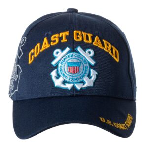 United States Coast Guard Emblem Blue Embroidered Adjustable Baseball Cap (Blue Standard)