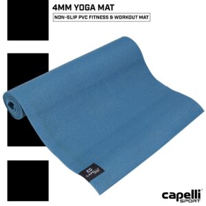 Capelli Sport Yoga Mat Non Slip, All Purpose PVC Memory Foam Fitness and Workout Mat, Blue, 7 mm