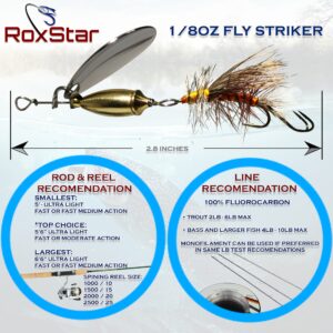 RoxStar Fly Strikers Proven Nationwide to Out-Fish Any Spinner | Hand-Tied in The USA | Most Versatile Fishing Spinner Ever! Trout, Bass, Steelhead (1/8oz S1)