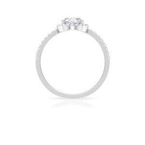 Zircon Classic Halo Ring for Promise/Engagement/Wedding, 6X8 MM Oval, Gemstone Jewelry Gift for Her, 10K White Gold, Size:US 6.50