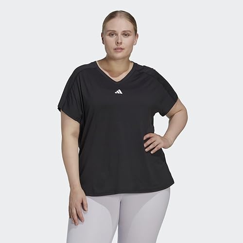 adidas Women's Aeroready Train Essentials Minimal Branding V-Neck T-Shirt, Black, X-Large