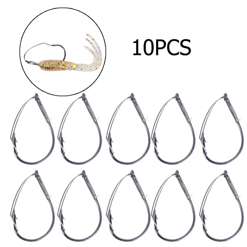 hanxiaoyishop Fishing Hooks 10pcs/Box High Carbon Steel Wacky Rig Hooks Weedless Barbed Fishing Wide Gap Hook Fishing Tools Terminal Tackle Accessories Fishing (Color : 1/0#)