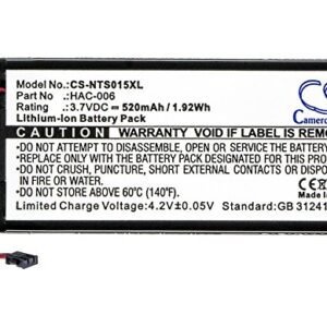 Replacement Battery for HAC-006 HAC-BPJPA-C0,Compatible with NIN HAC-A-JCR-C0 HAC-015 HAC-016 Switch Controller HAC-A-JCL-C0 Battery (520mAh)