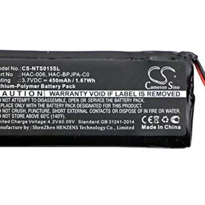 Replacement Battery for HAC-BPJPA-C0 HAC-006,Compatible with NIN HAC-A-JCL-C0 HAC-A-JCR-C0 Switch Controller HAC-016 HAC-015 Battery (450mAh)