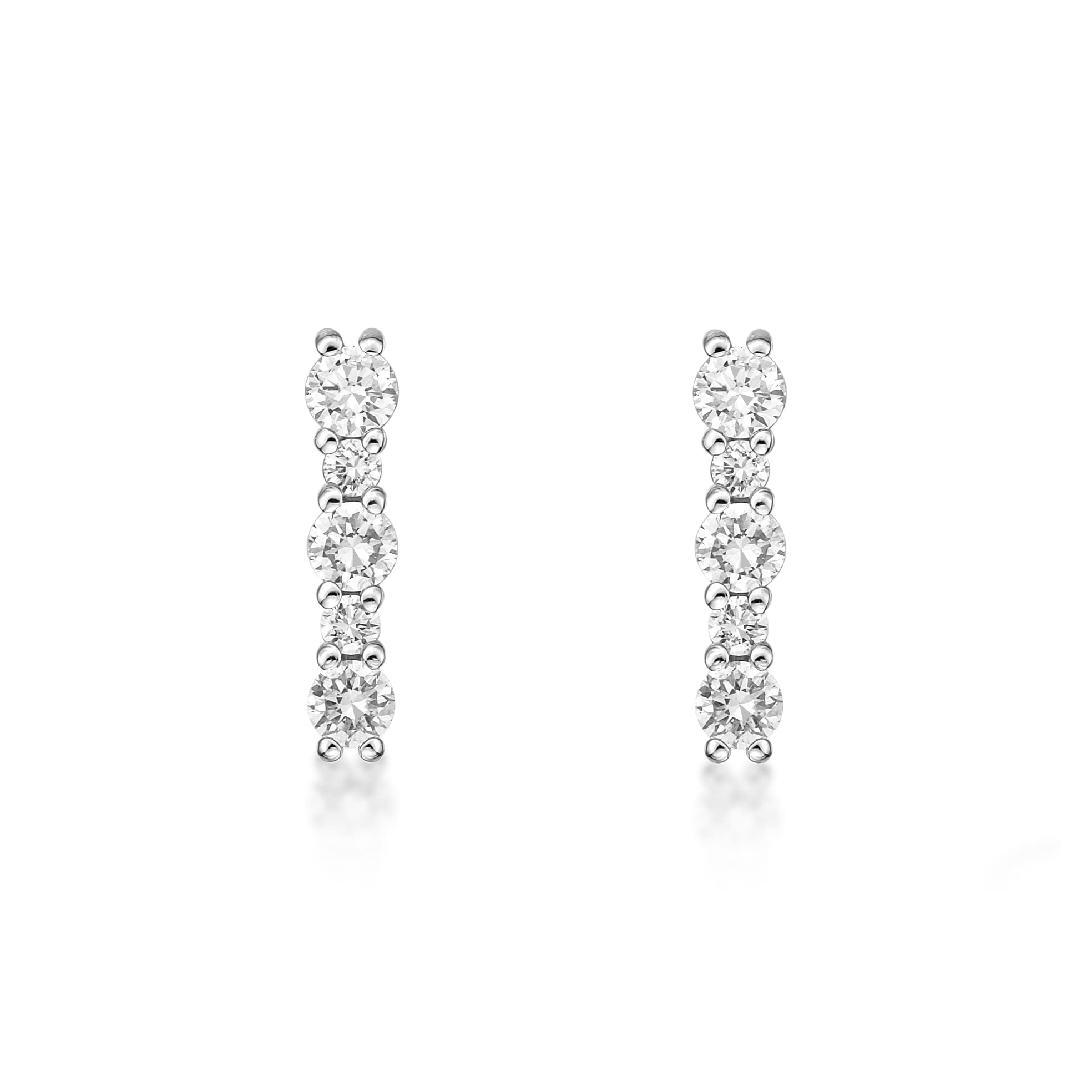 1/4 Carat Lab Grown Diamond Mini Bar Stud Earrings for Women in 10k White Gold (G-H, VS2-SI1, cttw) Post With Friction Back by Lavari Jewelers