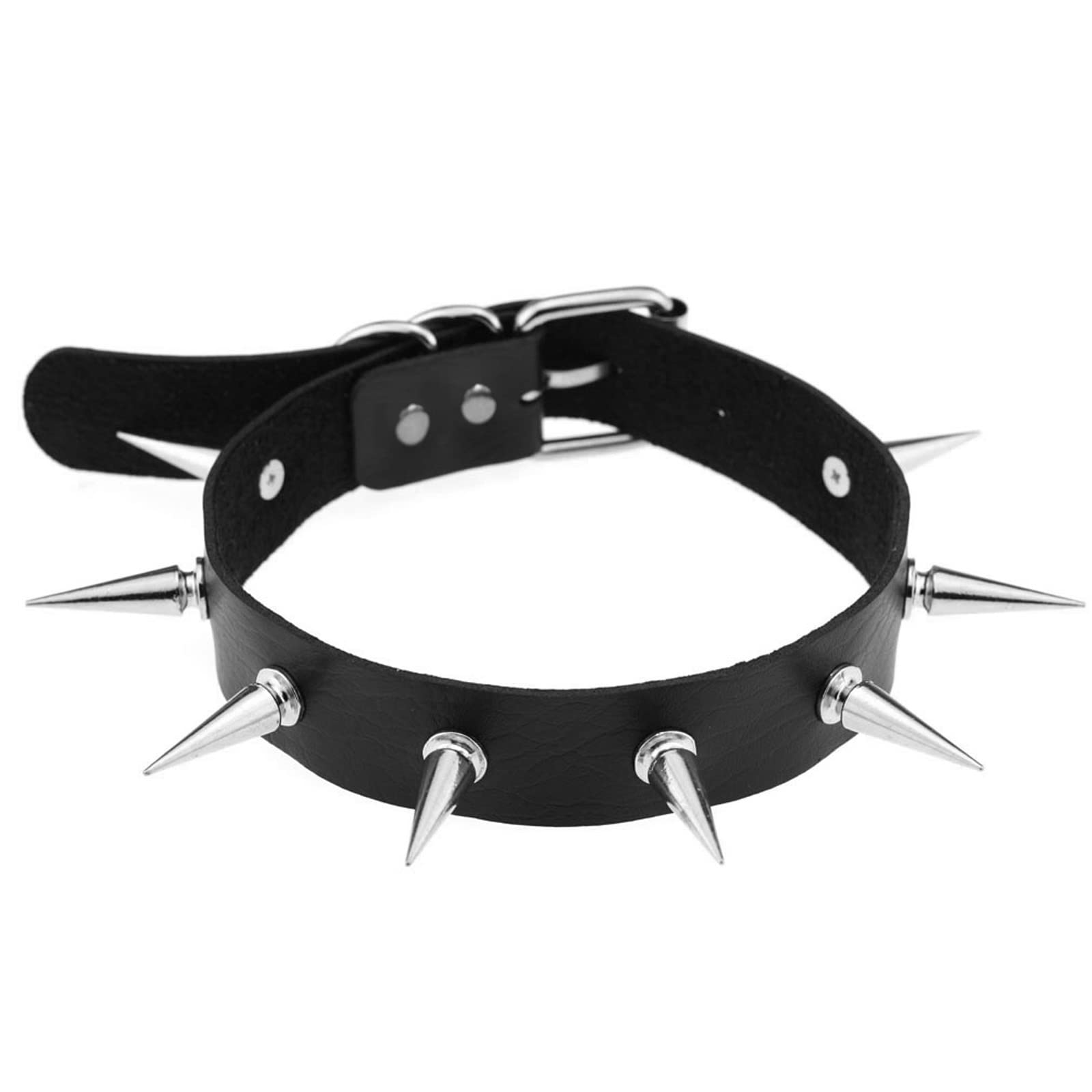 Tosmifairy Soft Faux Leather Choker Collar with Spiked,Punk Rock Necklace and Bracelets Emo Jewelry Set for Women Men Cosplay