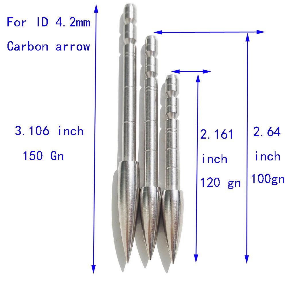 12 Pcs Archery Field Points 100/120/150/200 Grain Insert Points Archery Bullet Points Target Practice Tips for ID 4.2mm Shaft (200 grain)