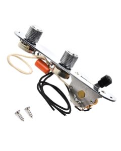 lamsam fully loaded guitar control plate, prewired 3-way blade switch large potentiometers orange capacitor, knurled volume tone controls knobs fit for guitars with single coil pickups, chrome