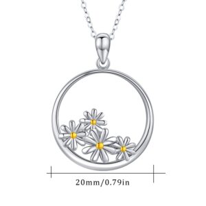 KINGWHYTE Valentines Day Gifts for Her Daisy Necklace Sterling Silver Daisy Pendant Necklaces Birthday Jewelry Gifts for Women