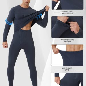 Thermal Underwear for Men, 2 Pack Long Johns Winter Long Underwear Sport Skiing Fleece Lined Base Layer Top and Bottom Set M