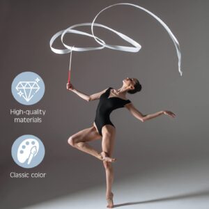 HyDren 6 Pieces Gymnastics Ribbon Rhythmic Dancing Streamers Praise Ribbon Dancer Wand Twirling Baton for Adults Kids Ribbon Streamers for Talent Shows Artistic Dancing(6 Pieces)