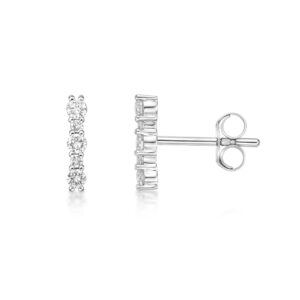 1/4 carat lab grown diamond mini bar stud earrings for women in 10k white gold (g-h, vs2-si1, cttw) post with friction back by lavari jewelers