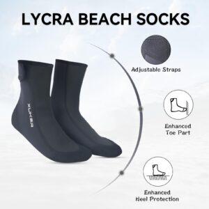 XUKER Sand Proof Beach Volleyball Socks Anti Slip Quick Dry Water Socks Swim Dive Socks for Sand Beach Soccer Tennis, Black S