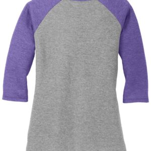 Joe's USA Womens 3/4 Raglan Baseball T-Shirt-XL-Purple/Grey