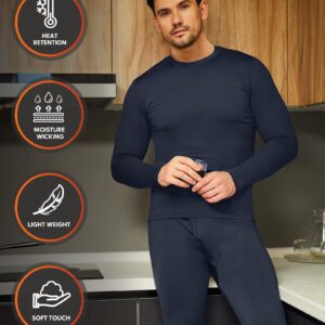 Thermal Underwear for Men, 2 Pack Long Johns Winter Long Underwear Sport Skiing Fleece Lined Base Layer Top and Bottom Set M