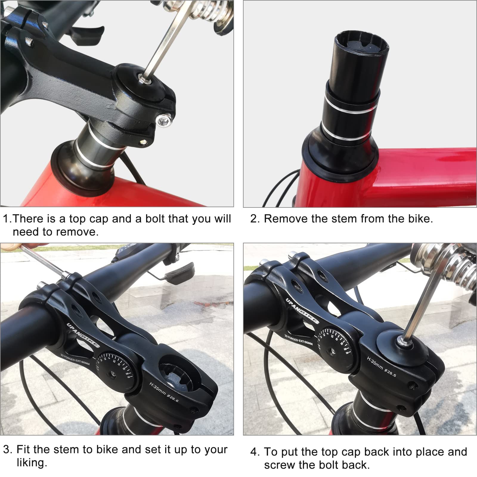 UPANBIKE Bike Adjustable Stem 31.8mm 85 Degree 90mm 110mm 145mm Aluminum Alloy Riser Extender for MTB Mountain Bicycle Road City Bike