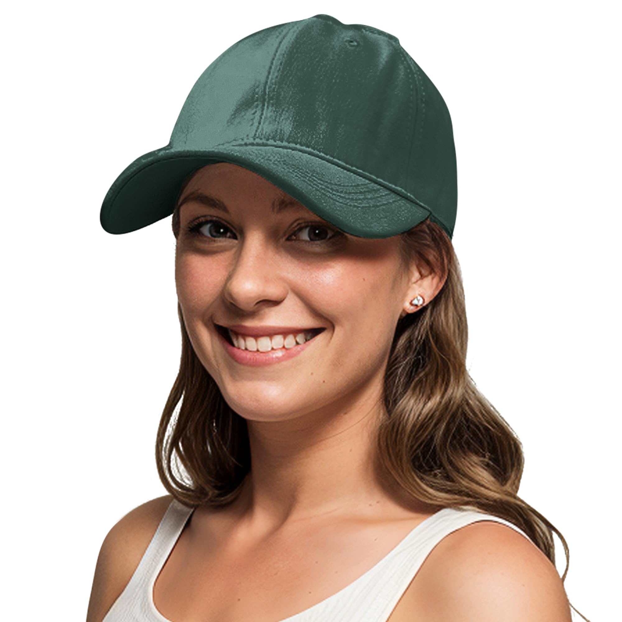 Lanzom Men Women Adjustable Baseball Cap Vintage Cotton Washed Distressed Hats Twill Plain Dad Hat with Ponytail (Dark Green, One Size)