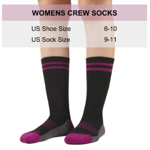 eallco Womens Crew Socks Athletic Calf Work Socks Running Long Cushioned Sole Socks 6 Pairs