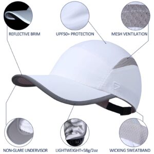 GADIEMKENSD Womens Hats Baseball Cap UPF 50+ Sun Quick Dry Lightweight Breathable Trucker Hat Outdoor Hiking Fishing Run Golf Sports A Dad Mesh Hats Reflective Running Hat Ponytail for Women White XL