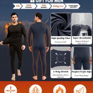 Thermal Underwear for Men, 2 Pack Long Johns Winter Long Underwear Sport Skiing Fleece Lined Base Layer Top and Bottom Set M