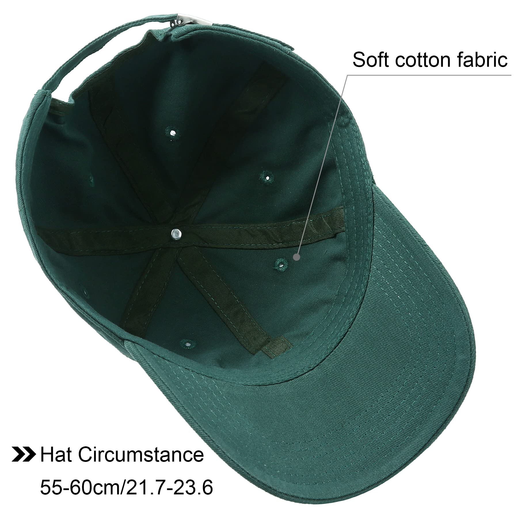 Lanzom Men Women Adjustable Baseball Cap Vintage Cotton Washed Distressed Hats Twill Plain Dad Hat with Ponytail (Dark Green, One Size)