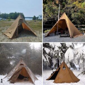 FIREHIKING Camping Hot Tent Teepee Tent with Stove Jack and Half Inner Mesh Tent 2-4 Persons