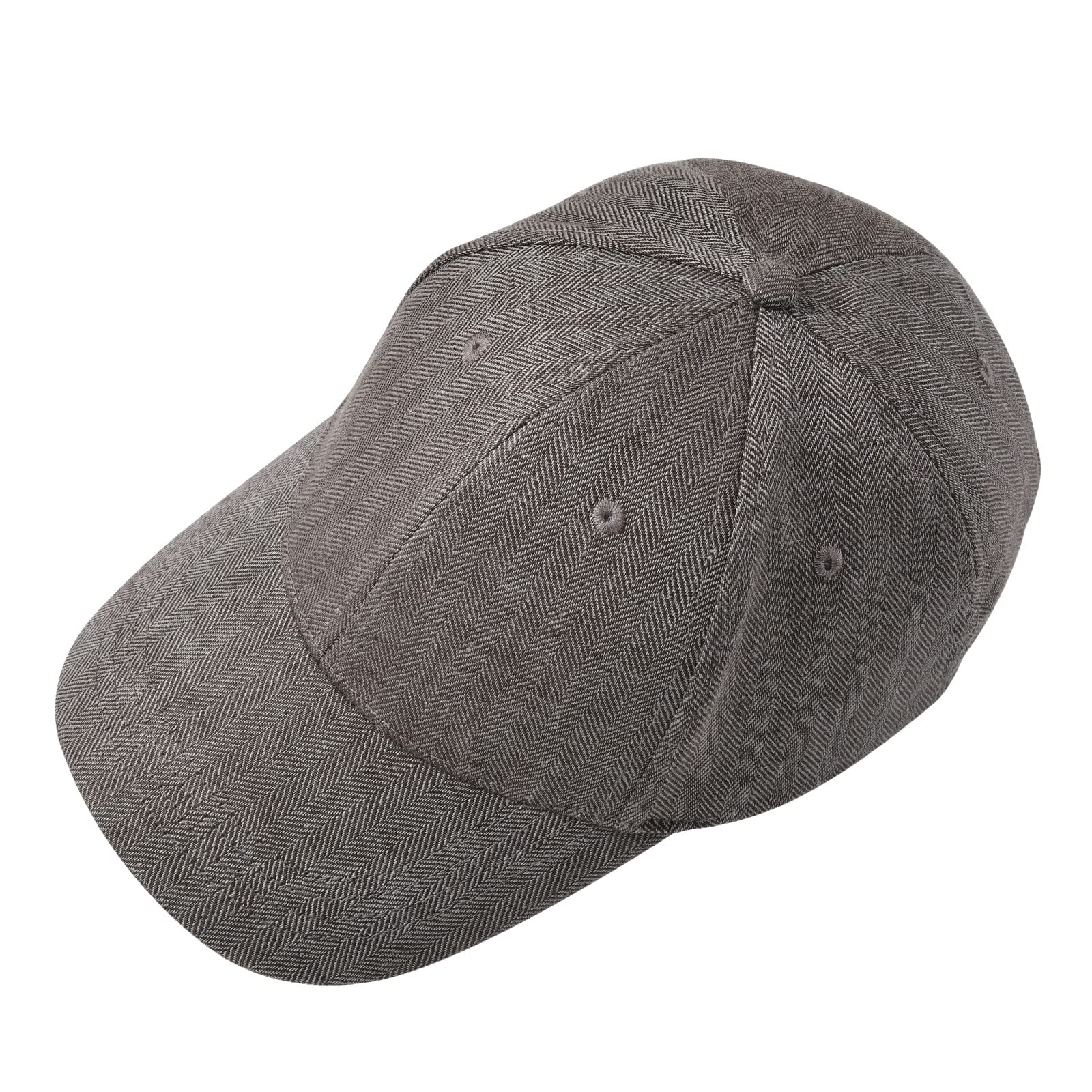 BOTVELA Linen Baseball Cap for Men Breathable Summer Dad Hat Adjustable Structured Outdoor Sports Cap (Herringbone Grey)