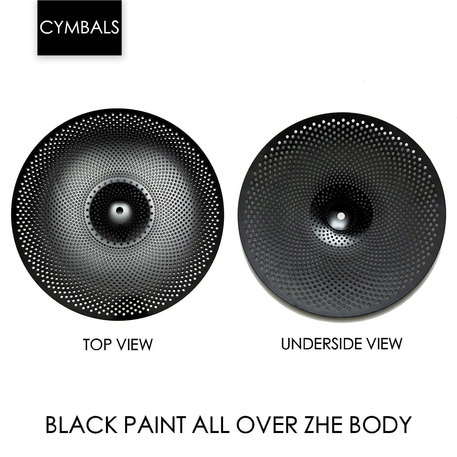 Low Volume Cymbal Pack, Quiet Cymbal Set 14''/16''/18''/20'' (5 Pcs, Black) | FREE Cymbal Bag included