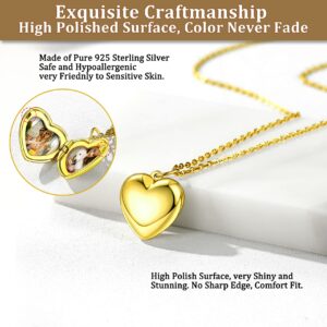 Bestyle High Polish Silver Gold Heart Locket Necklaces for Women, Minimalist 18K Gold Plated Heart Locket Pendant Charm That Hold Pictures Cute Love Heart Necklace Statment Jewelry for Wife