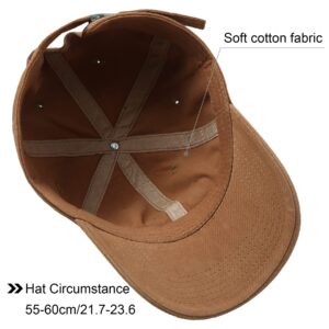 Lanzom Men Women Adjustable Baseball Cap Vintage Cotton Washed Distressed Hats Twill Plain Dad Hat with Ponytail (Camel, One Size)