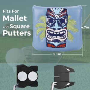 Studio Crafted Hawaii Tiki Golf Square Mallet Putter Cover Magnetic Closure