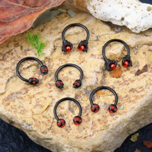 OUFER 6PCS Septum Nose Ring Hoop, 316L Stainless Steel Helix Earrings, Skull Daith Tragus Cartilage Piercing Jewelry, Claw Captive Bead Rings