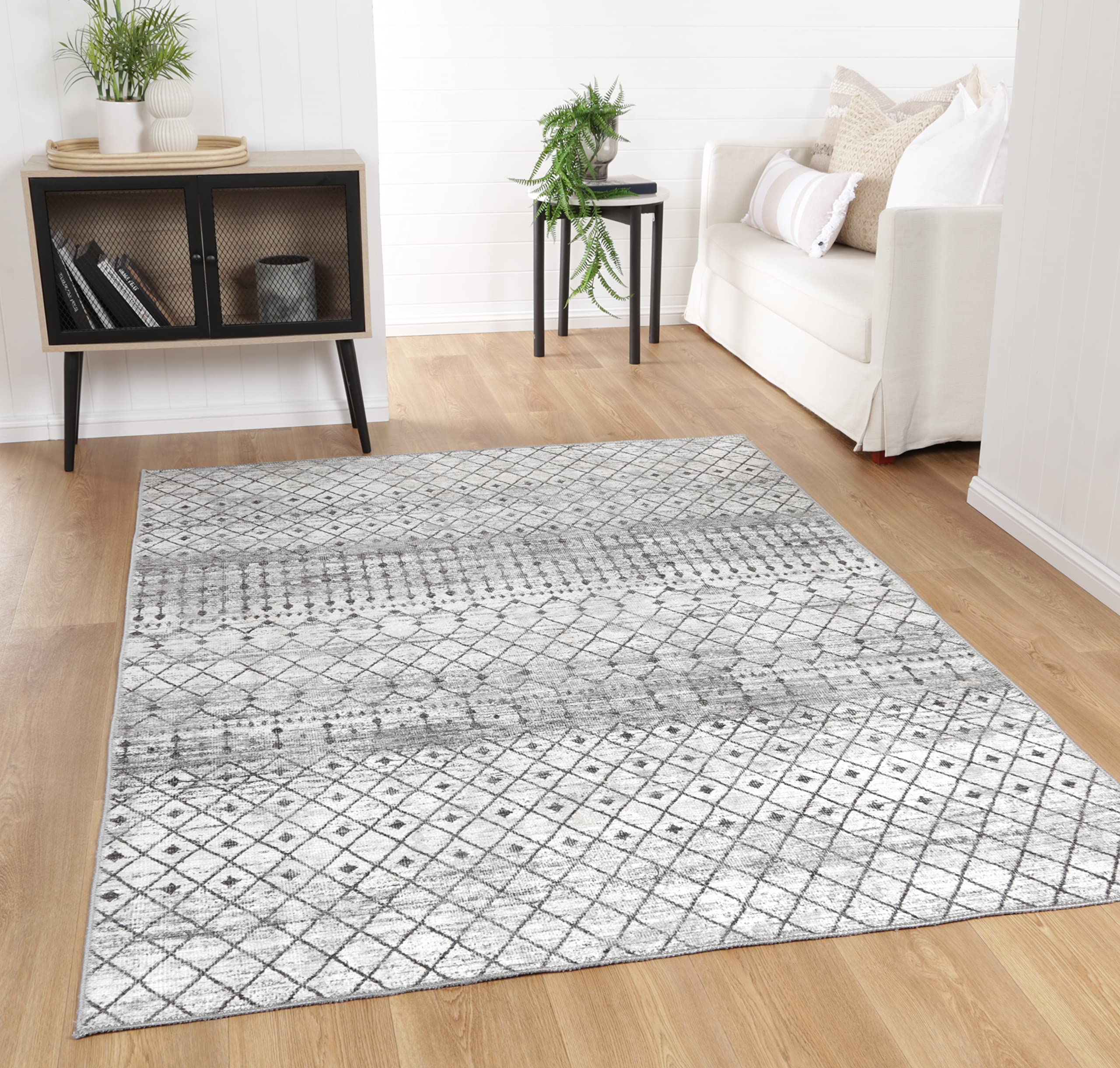 Home Culture Machine Washable Area Rug, Non-Shedding, Geometric Pattern Area Rug for Livingroom, Kitchen, Dining, Office, Low Pile, Pet Friendly Andre Rug, 6'6''x9'5''