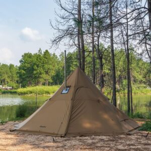 FIREHIKING Camping Hot Tent 4-8 Person Tipi Tent with Stove Jack for Bushcraft, Cooking and Heating