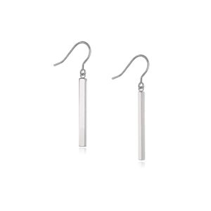 limerencia pure titanium vertical bar dangle earrings,lightweight drop earrings hypoallergenic for sensitive ears women (30mm, shiny grey)